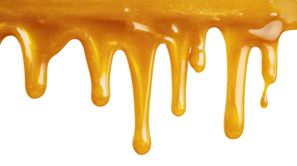Dripping, viscous, golden liquid against a dark background