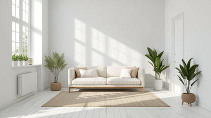 sofa and plant with white combination color