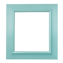 Sleek turquoise picture frame with polished finish on transparent background