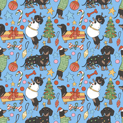 Christmas Seamless Pattern, Pastel Snowman and Santa Ornament Digital Paper, Holiday Sweet (PNG, JPG Digital Download)