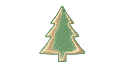 Charming Green Christmas Tree Cookie Icon or Isolated Holiday Baking Graphic