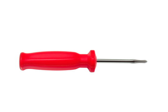 Phillips-head screwdriver with red ergonomic handle and metallic silver head isolated on transparent background