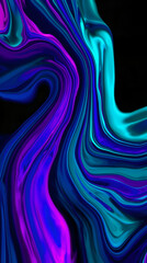 Luminous fluid art with glowing electric pink and green