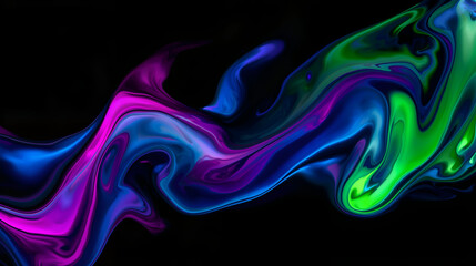 Vibrant glowing fluid waves in electric blue and purple