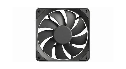 Black pc cooling fan with blades for powerful computer system airflow