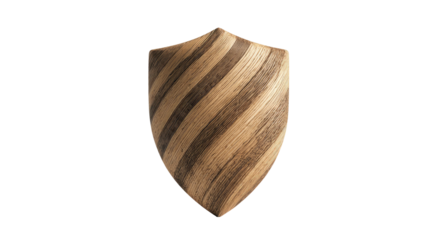 Wooden shield. Diagonal stripes. Protective symbol. Dark background