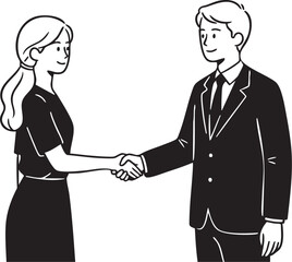 business man handshake illustration line art