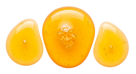 Abstract golden liquid drops with air bubbles, cosmetic serum texture