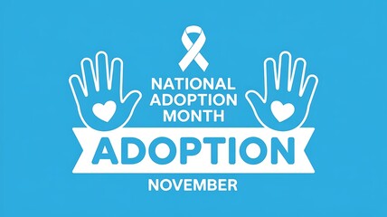 Fototapeta premium National adoption month november graphic with open hands and awareness ribbon symbolizing love and support for adoptive families