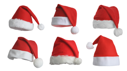 Festive Santa hats collection ready for holiday promotions and winter fun