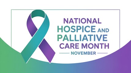 National hospice and palliative care month november awareness ribbon with gradient colors symbolizing support and compassion
