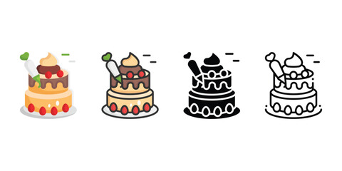 Birthday Cake Vector and Icon Collection – Sweet Dessert, Party Celebration, and Festive Cake Illustrations for Design and Decoration