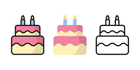 Birthday Cake Vector and Icon Collection – Sweet Dessert, Party Celebration, and Festive Cake Illustrations for Design and Decoration