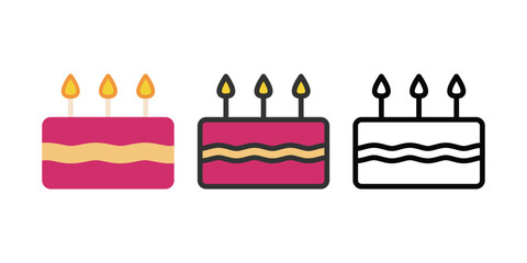 Birthday Cake Vector and Icon Collection – Sweet Dessert, Party Celebration, and Festive Cake Illustrations for Design and Decoration