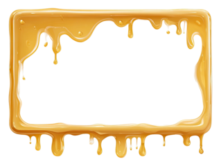 Sweet frame Drips of sticky liquid over border on black background