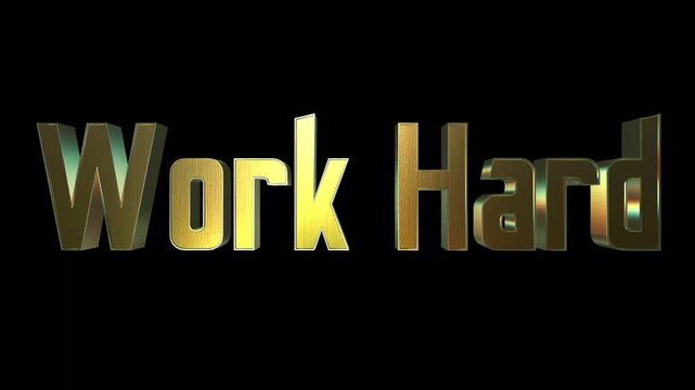 Golden work hard text on a black background illustration