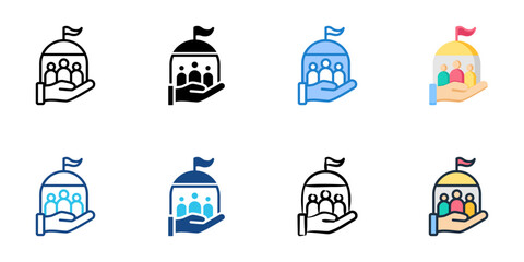 Public administration icon set multiple style collection 
