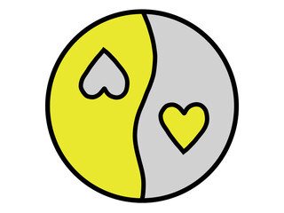 Yin Yang Heart Symbol in Yellow and Gray Minimalist Design