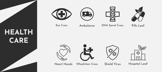 Healthcare Line Icons Collection Medical Services and Safety Symbols Emergency and Medical Line Icons Hospital Care Symbol Set Modern Healthcare Outline Icons Medicine, Safety, and Treatment Symbols