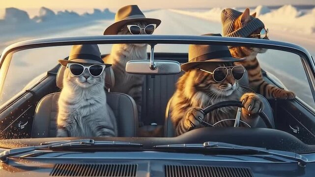Cool Cats Road Trip - A Whimsical Adventure in Style.