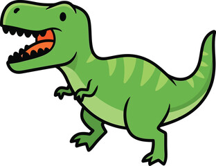 Fototapeta premium Cute cartoon green t-rex dinosaur roaring