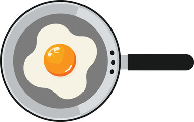Fried egg in pan, simple flat icon
