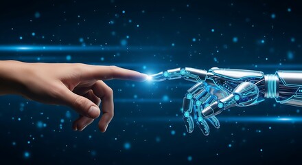 Conceptual image of partnership and evolution between man and robot.