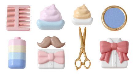 Colorful Collection of Isolated Toy Objects with Feminine and Masculine Themes