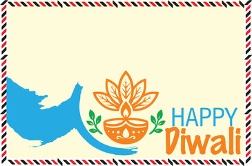 Happy Diwali greeting card for media and web. Editable mandala with glowing diya lamp for Diwali festival greeting. EPS 10