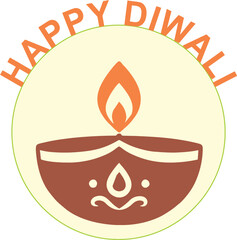 Happy Diwali with mandala design. Editable mandala with glowing diya lamp for Diwali festival greeting. EPS 10