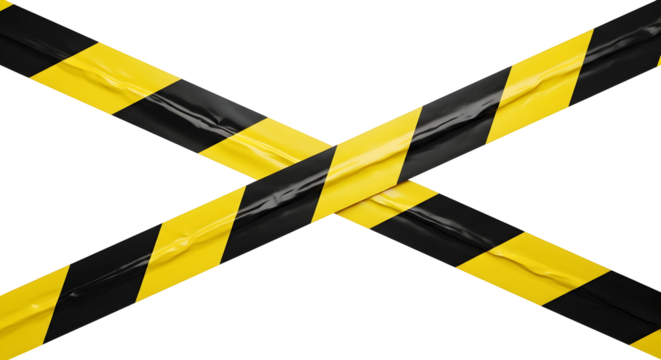 Warning tape caution tape criss-crossed yellow and black stripes danger warning - Powered by Adobe
