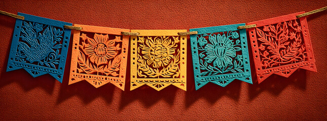 Mexican paper garland bunting papercut flag decor