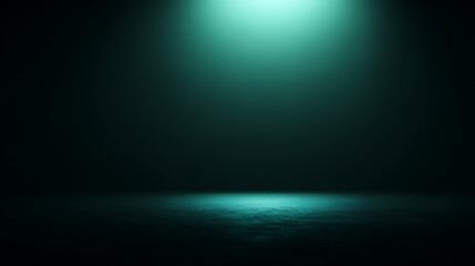 Fototapeta premium Dark teal studio spotlight illuminating textured floor illuminated