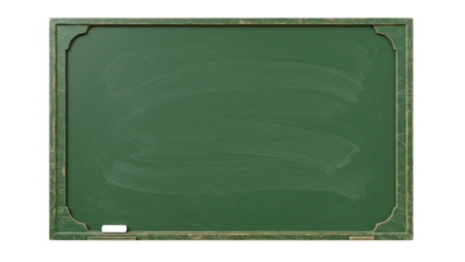 Retro Classroom Chalkboard with Decorative Border on Transparent Background