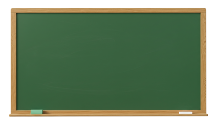 Empty Green School Blackboard with Thin Wooden Border for Learning Concepts