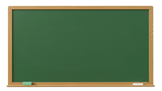 Empty Green School Blackboard with Thin Wooden Border for Learning Concepts