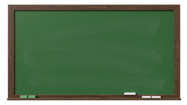 Wide Green Blackboard with Brown Frame for Classroom or Presentation Design