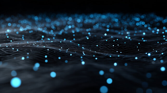 Dynamic network visualization with glowing nodes for modern technology and futuristic designs, perfect for illustrating connectivity and digital landscapes