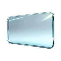 Reflective chrome rectangle on black, beveled edges, gradient lighting