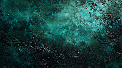 Obraz premium Deep teal and black textured grunge background with rough surface and cracks dark