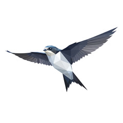 Obraz premium Low poly swallow bird flying isolated