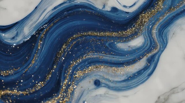 Marbled blue, white, gold swirl