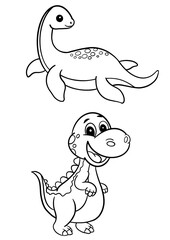 coloring book with cartoon dinosaur