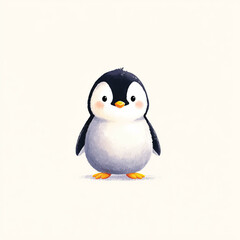 Naklejka premium Cute Baby Penguin Watercolor Illustration