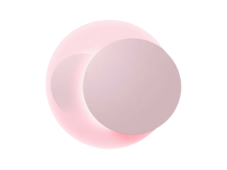 Two overlapping circles, pink hues, soft glow, against a black backdrop
