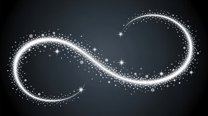 Magical glowing light streak with sparkling stars and snowflakes