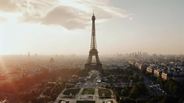 Paris cityscape featuring the Eiffel Tower