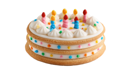 
Birthday cookie cake with colorful sprinkles and candle