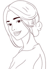 Line art of young woman