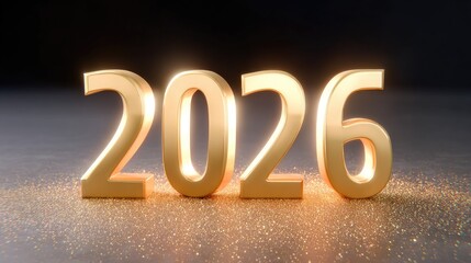 Shiny Golden 2026 Numbers with Sparkles on Dark Background Perfect for Celebratory Events and New Year Promotions in Stock Photography Portfolio